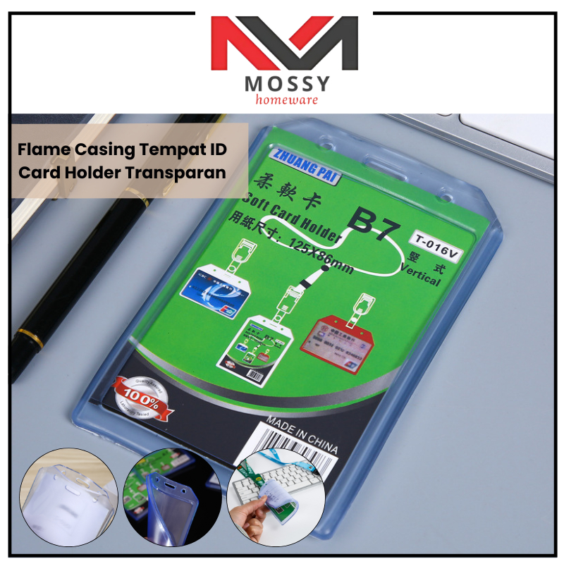 

MOSSY Flame Casing Tempat ID Card Holder Transparan / Tempat ID Karet Casing Karet Bening Kartu