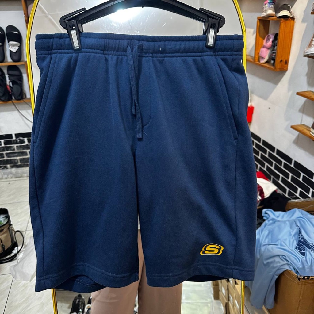 4 VARIASI MODEL CELANA PENDEK SKECHERS MAN PRIA BISA WANITA UNISEX NAVY & GREY SELUTUT 60%KATUN 40% 