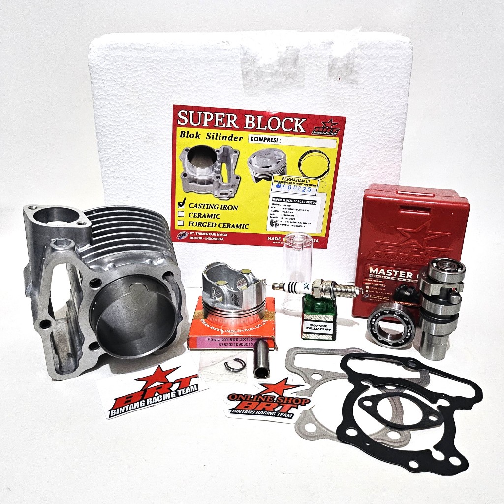 PAKET BORE UP BLOK BRT GENIO DELUXE All New BEAT FI ESP STREET SCOOPY FI STYLISH Blok Seher 53MM Blo