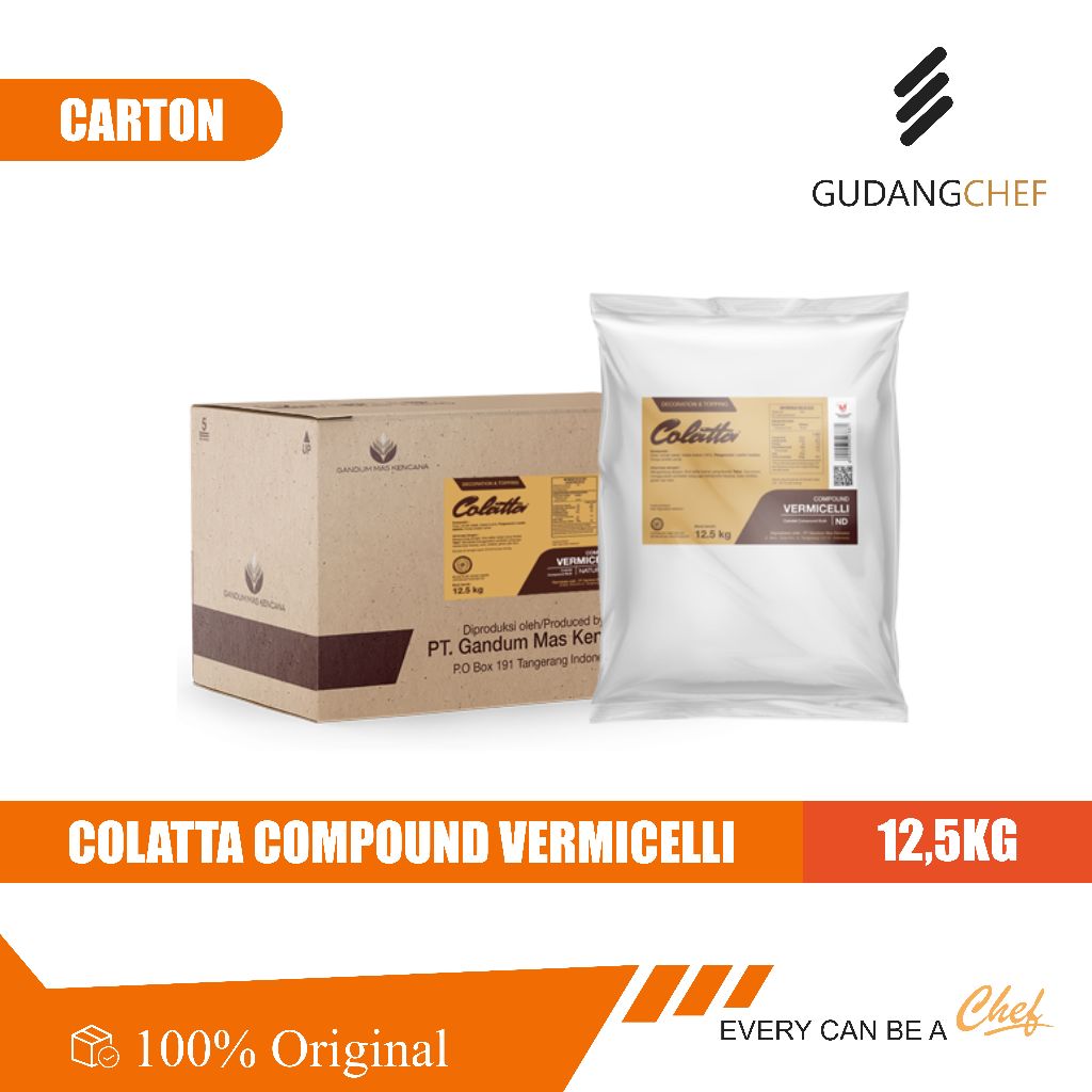 

Colatta Vermicelli/Meses Natural Dark Chocolate-Serpihan Cokelat untuk Topping Kue | Carton (12,5kg)