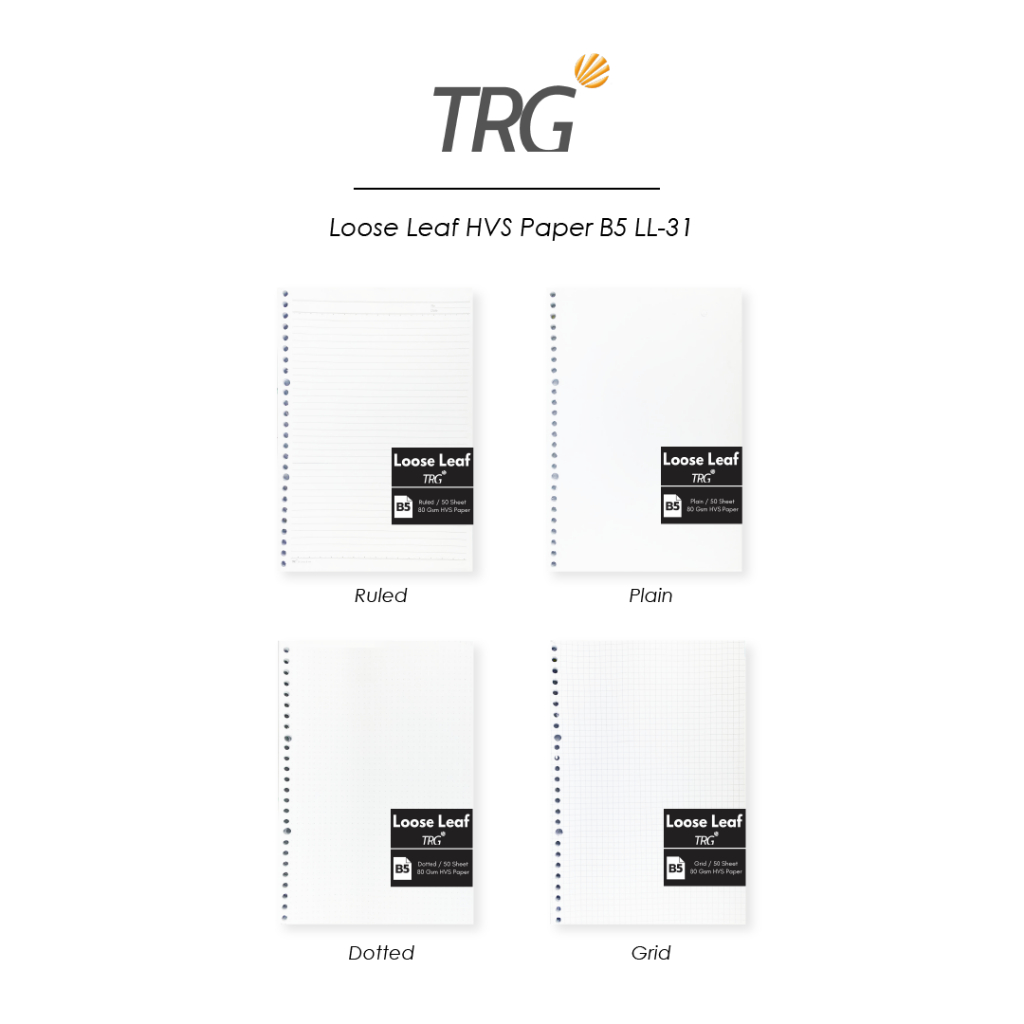 

TRG Isi Loose Leaf HVS Paper 26 Holes LL-31 B5 80gsm - Refill Kertas Binder Motif Ruled Dotted Grid Plain 80 gsm 1 Pak Isi 50 Lembar TRG