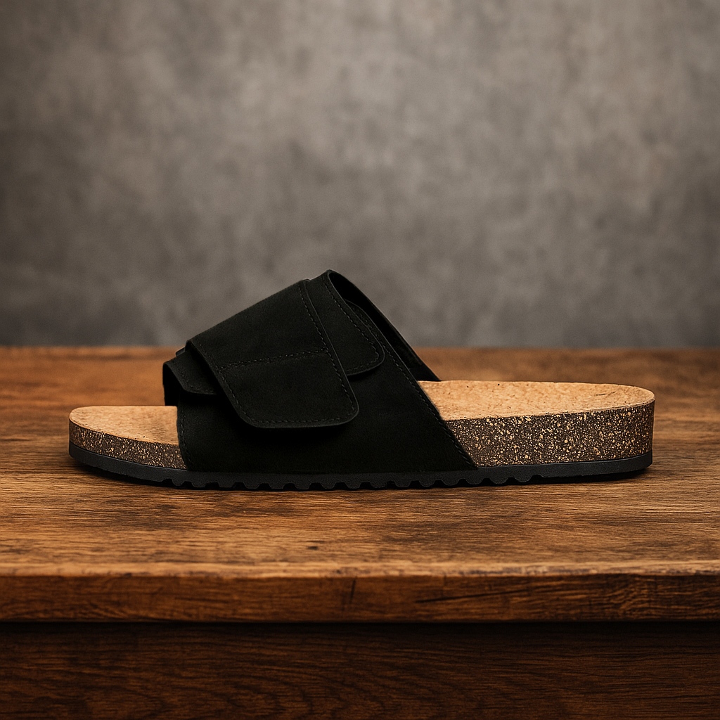 BESTPROMO Sandal Pria - Brussel Suede Series Zoe Berlin - Sendal Cowok Cork Vintage Slide Suede