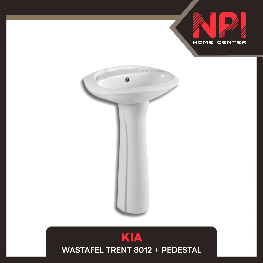 Kia - Washtafel / Wastafel / Westafel Basin Bak Cuci Tangan Trent 8012 Pedestal White