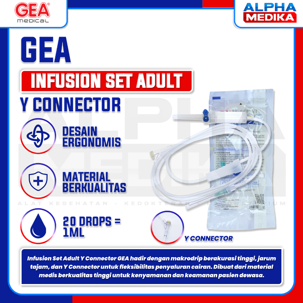 GEA - Infusion Set Adult Y Type / Infus Set dewasa / Alat Selang Infus Set Dewasa Type Y