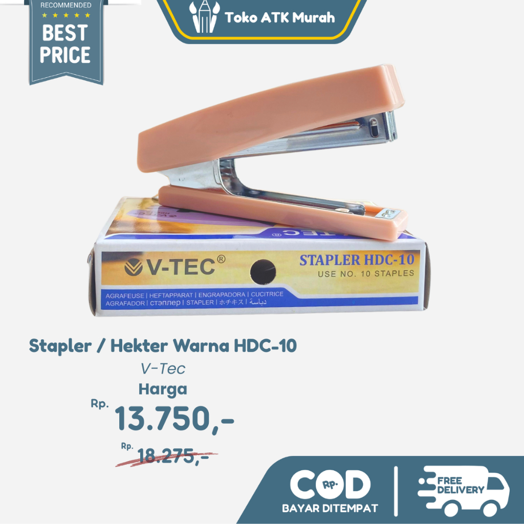 

Stapler Warna Pastel V-tec HDC-10 / Steples Jepretan Hekter No.10