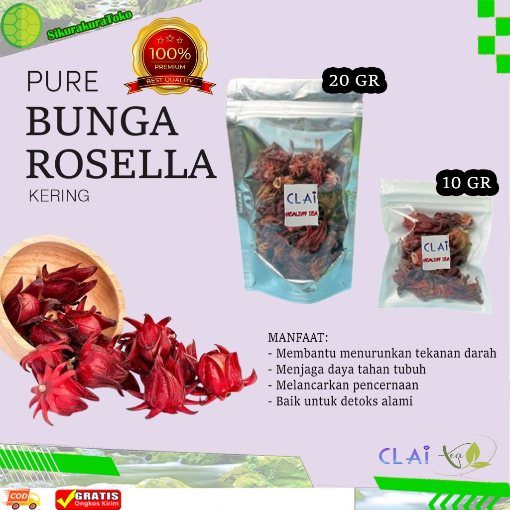 

(sko) Teh Bunga Rosella Kering Organik merah hibiscus tea 20 gr rempah herbal rosela