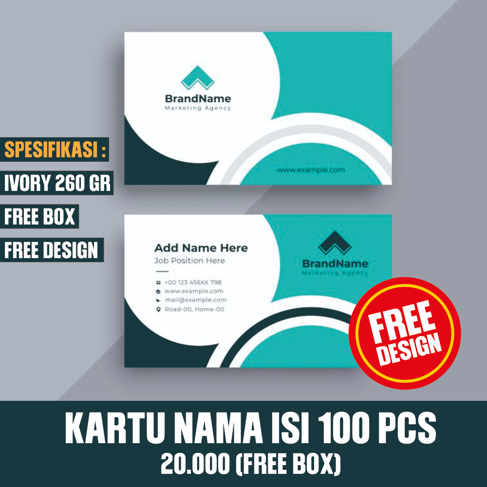 

KARTU NAMA 100 PCS FREE BOX FREE DESIGN