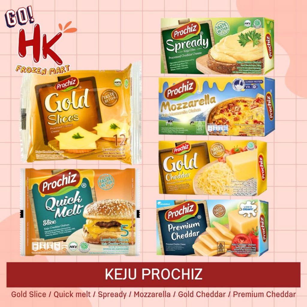 

Keju Prochiz | Spready Gold Slice Quick Melt Cheddar Premium Mozzarella 160gr HK Frozen Mart