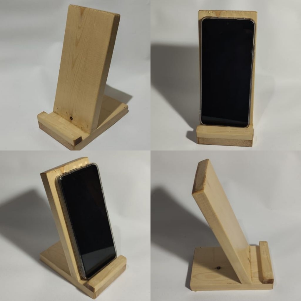 Stand holder kayu handphone hp