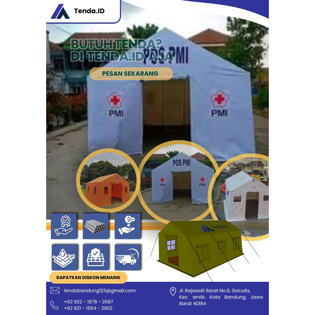 Tenda Posko & Tenda Serbaguna Uk 4x6 – Bantuan Sosial & Kesehatan PMI Kapasitas 15-Orang