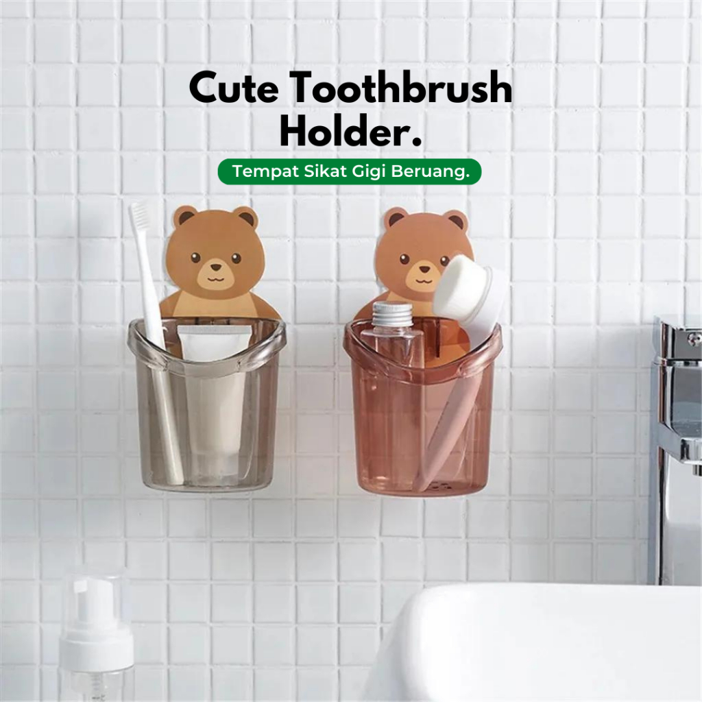 Rak Tempel Tempat Odol dan Sikat Gigi Kamar Mandi / Wadah Penyimpanan Pasta Sikat Gigi Anak Dewasa