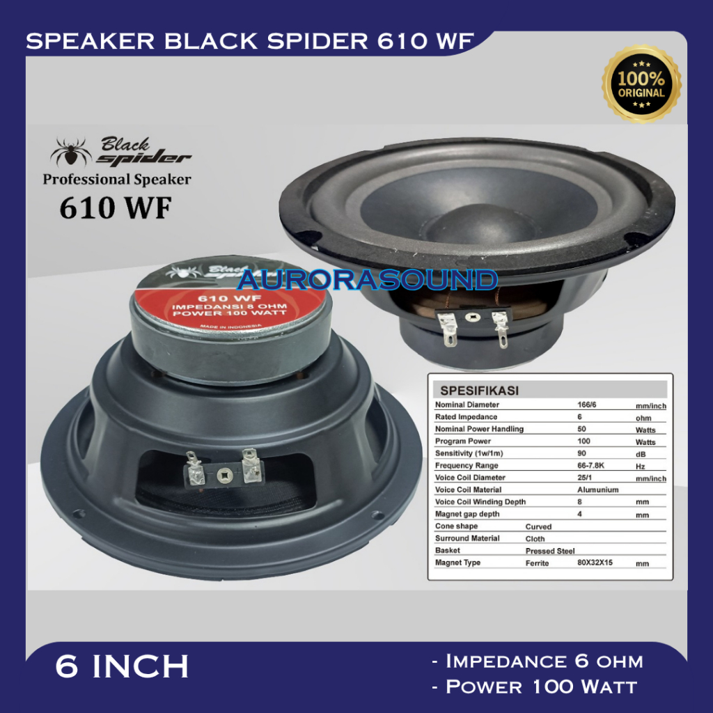 SPEAKER BLACK SPIDER 610 WF SPEAKER 6 INCH WOOFER KOMPONEN BLACKSPIDER 610WF ORIGINAL