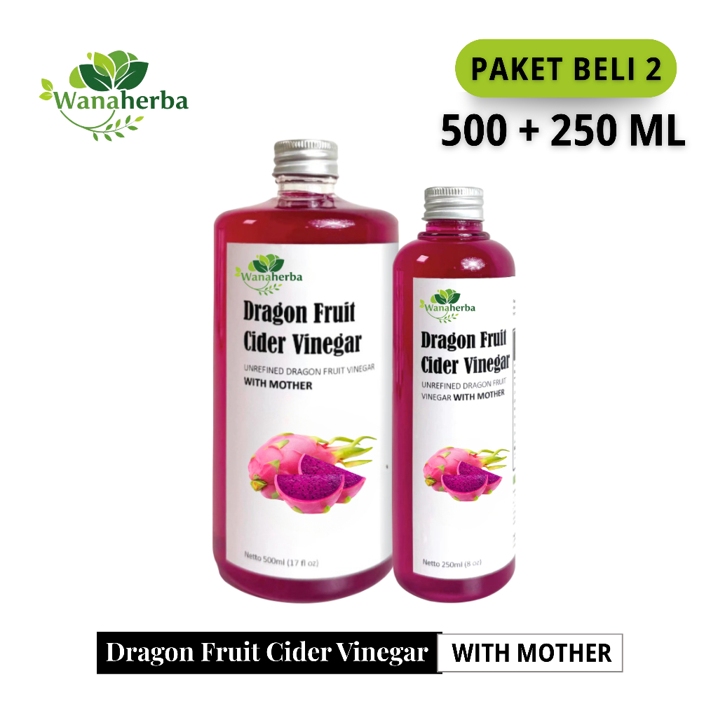 

Wanaherba Cuka Buah Naga With Mother 500 + 250 ML Paket 2 Botol