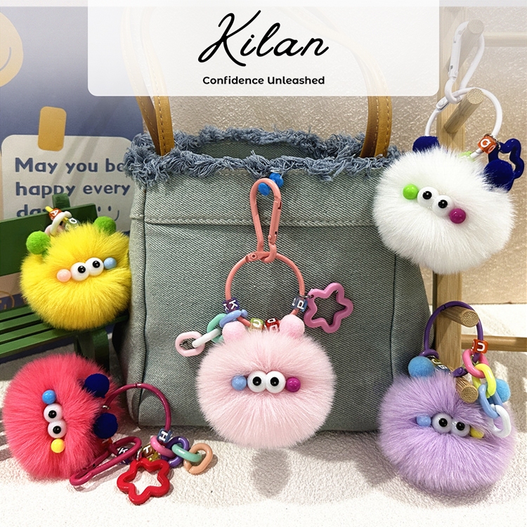 HUMAIRA Aksesoris Pompom Bulu Gantungan Kunci Gantungan Tas Lucu Pompom Keychain - CC043