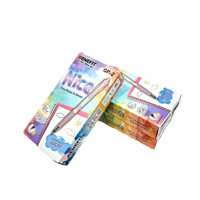 

TBMO PACK Benefit Gel Ink Pen / Pulpen Gel Nice GP-2 Semi Needle Tip 0.5mm Hitam Macaron Pastel