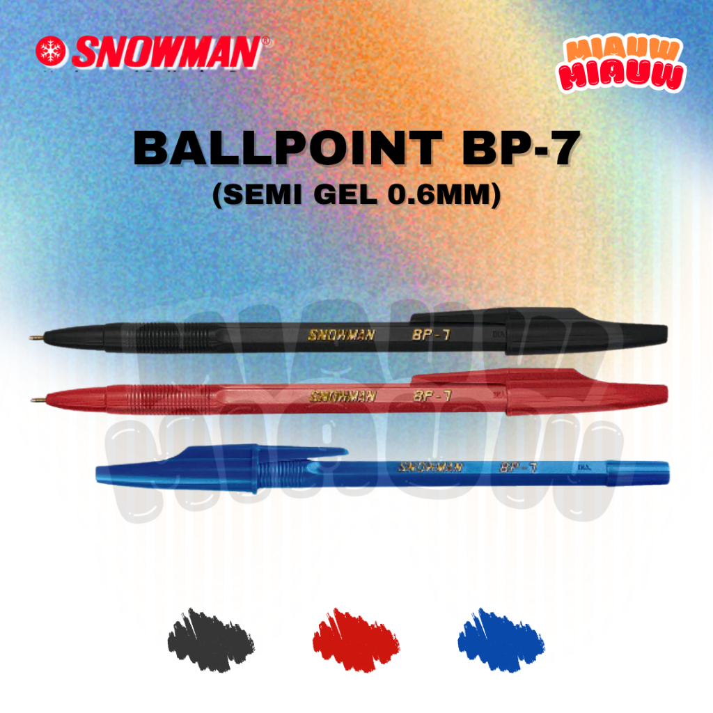 

Ballpoint Snowman BP-7 Semi Gel 0.6mm | Bolpen/ Pulpen Original