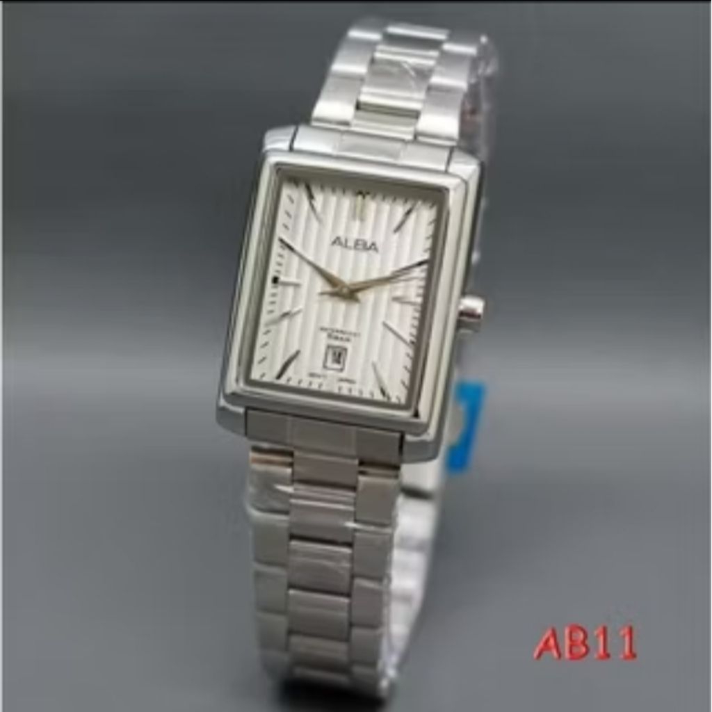 Jam Tangan Wanita Alba Original Bentuk kotak Segi Analog Tggl Aktif Water resistance