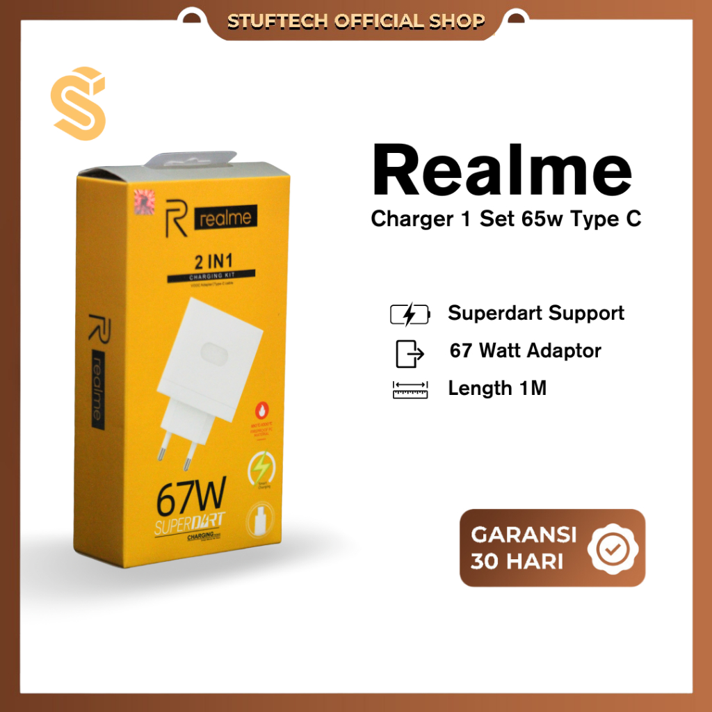 CHARGER REALME 67 WATT TYPE C | SUPERDART FAST CHARGING
