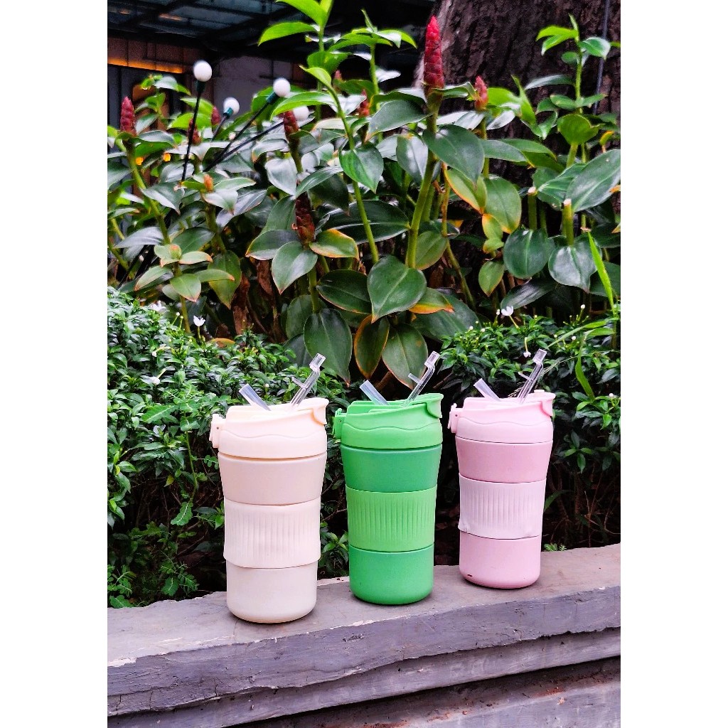 Termos Kopi Travel Mug Anti Tumpah Termos Grip Karet Tumbler Mewah Tahan Panas Dingin Tutup-Cangkir 