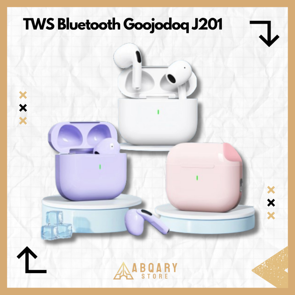 Goojodoq J201 TWS Earphone Bluetooth Headset Full Bass 100% Original Jernih
