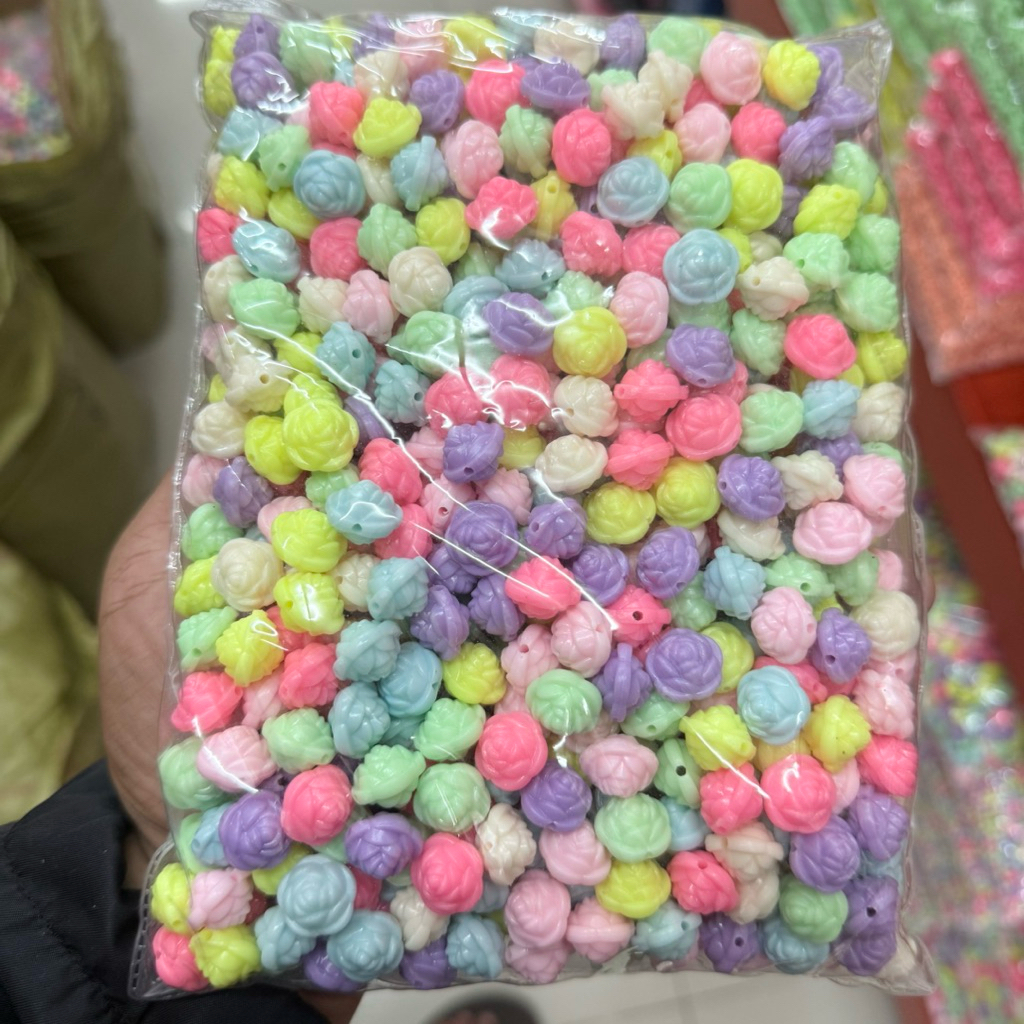 1 Pon Manik Manik Pastel Bunga Bulat