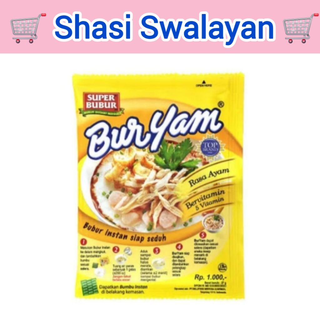 

Super Bubur Buryam Mini Seribuan - Bubur Instan Siap Seduh