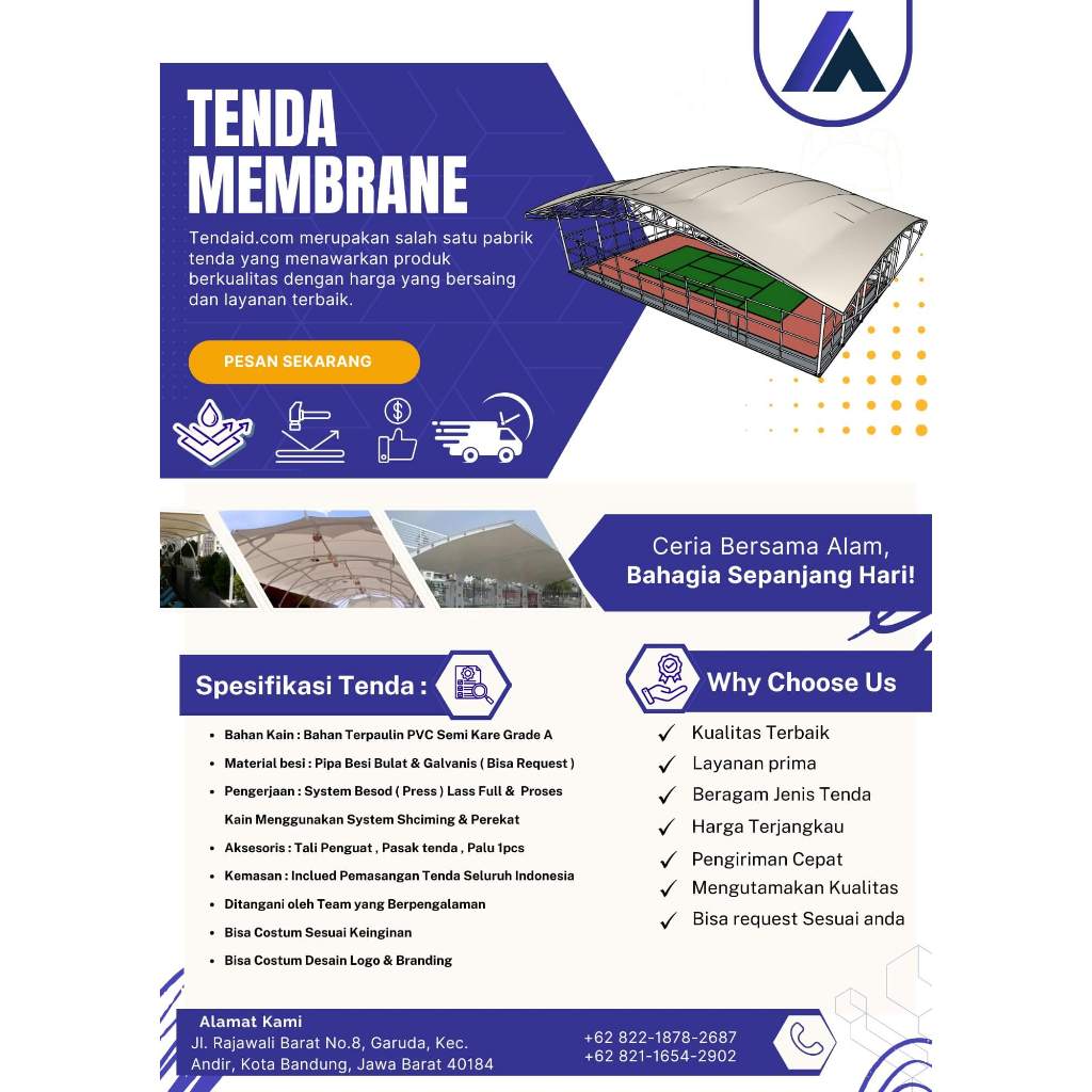 TENDA MEMBRANE CANOPY - JASA BUAT TENDA MEMBRANE - TENDA MEMBRAN - TENDA GLAMPING