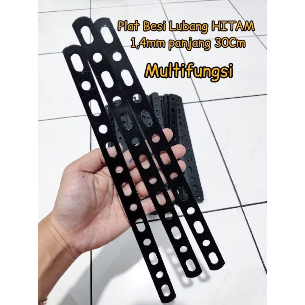 BREKET LUBANG HITAM / PLAT BESI LUBANG MULTIFUNGSI PANJANG 30CM BREKET BESI UNIVERSAL BRACKET MOTOR