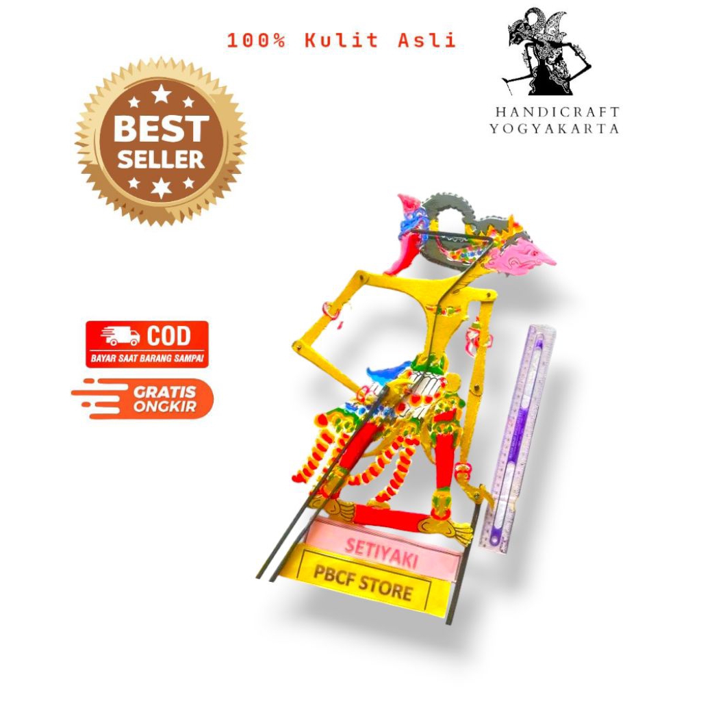 HANDICRAFT YOGYAKARTA WAYANG Kulit SETIYAKI SENCAKI BAHAN KULIT SAPI TEBAL DOBEL