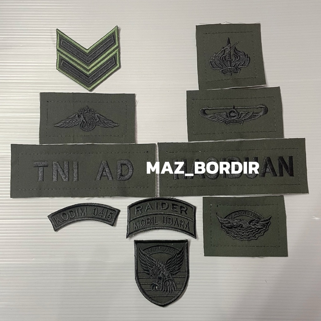 Full Set Bordiran Atribut TNI AD-Bordiran Papan Nama PDL Biasa Tanpa Perkeras