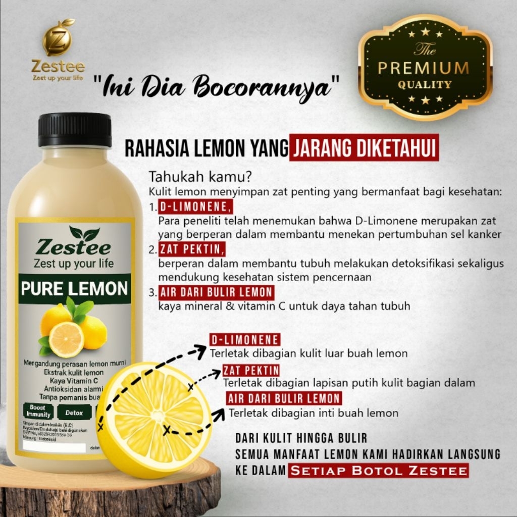 

Sari Lemon 100% Murni, Obat Diet Alami | Pektin & D-Limonene | Detox, Bakar Lemak, Cerahkan Kulit