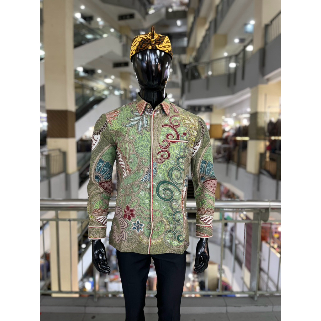 Kemeja batik tulis laseman bahan katun lapisan trikot wafer