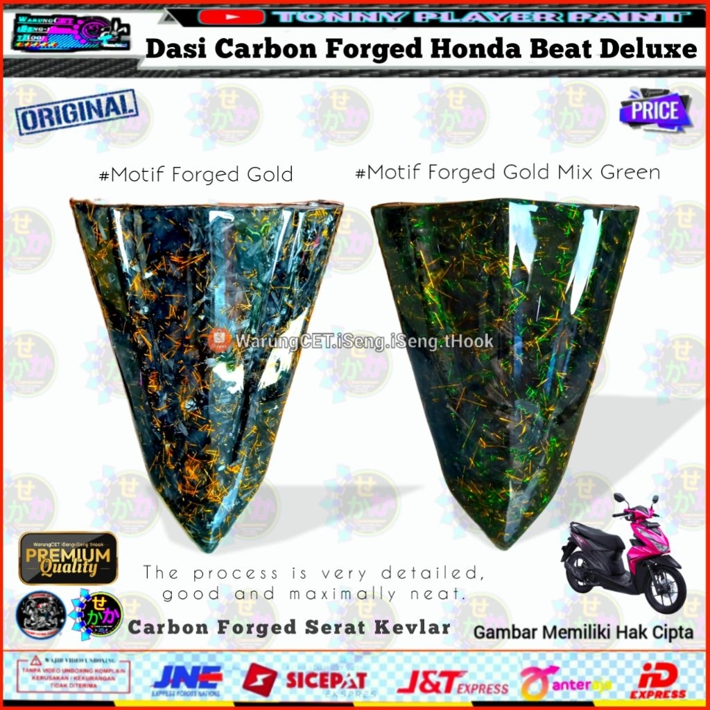 Dasi Beat Carbon Kevlar Motif Forged Panel Dasi kecil Depan Beat New Deluxe 2020 - 2023