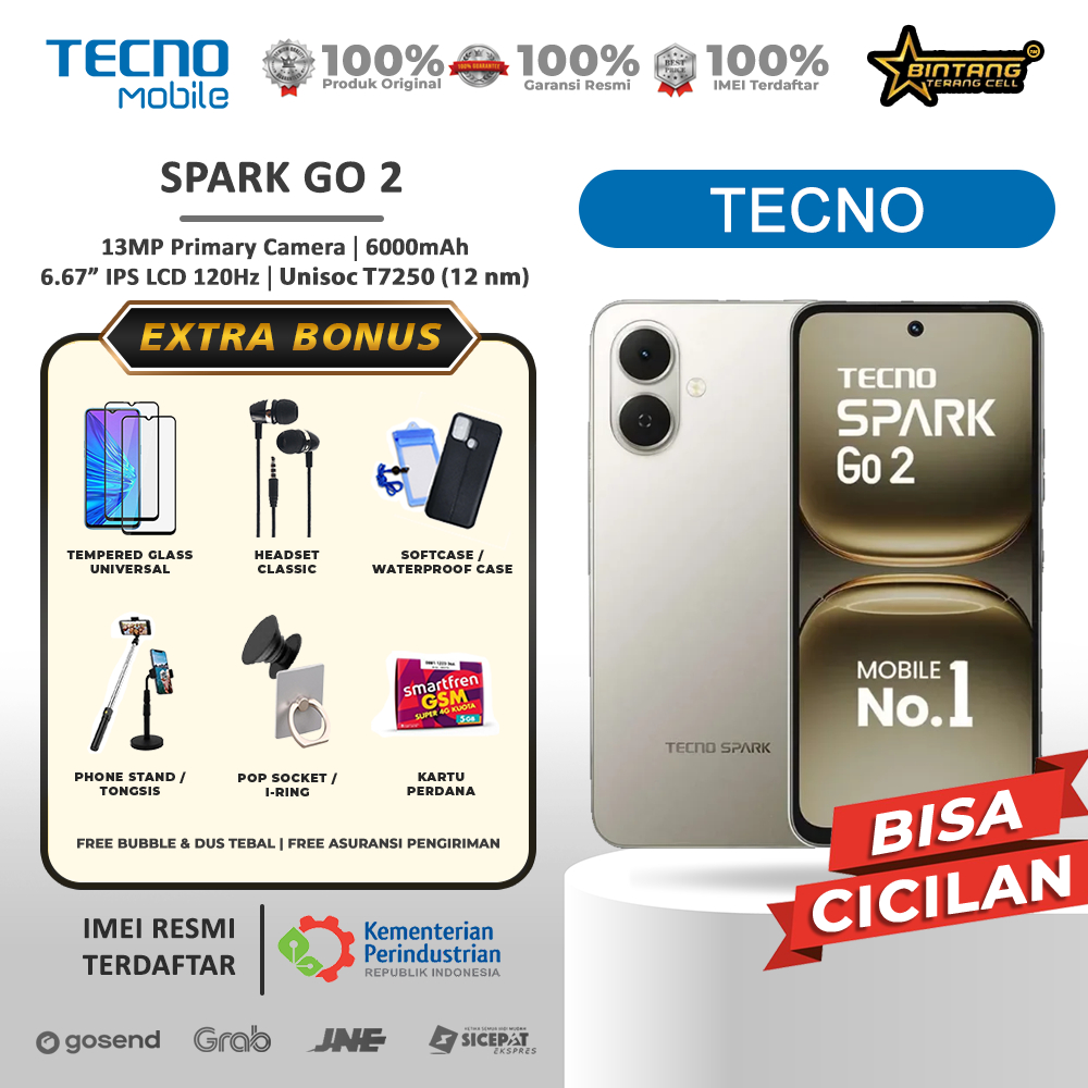 Tecno Spark Go 2 spark go2 ram 4/128gb spark go 2 go2 ram 4/64gb sparkgo2 ram 3/64gb garansi resmi