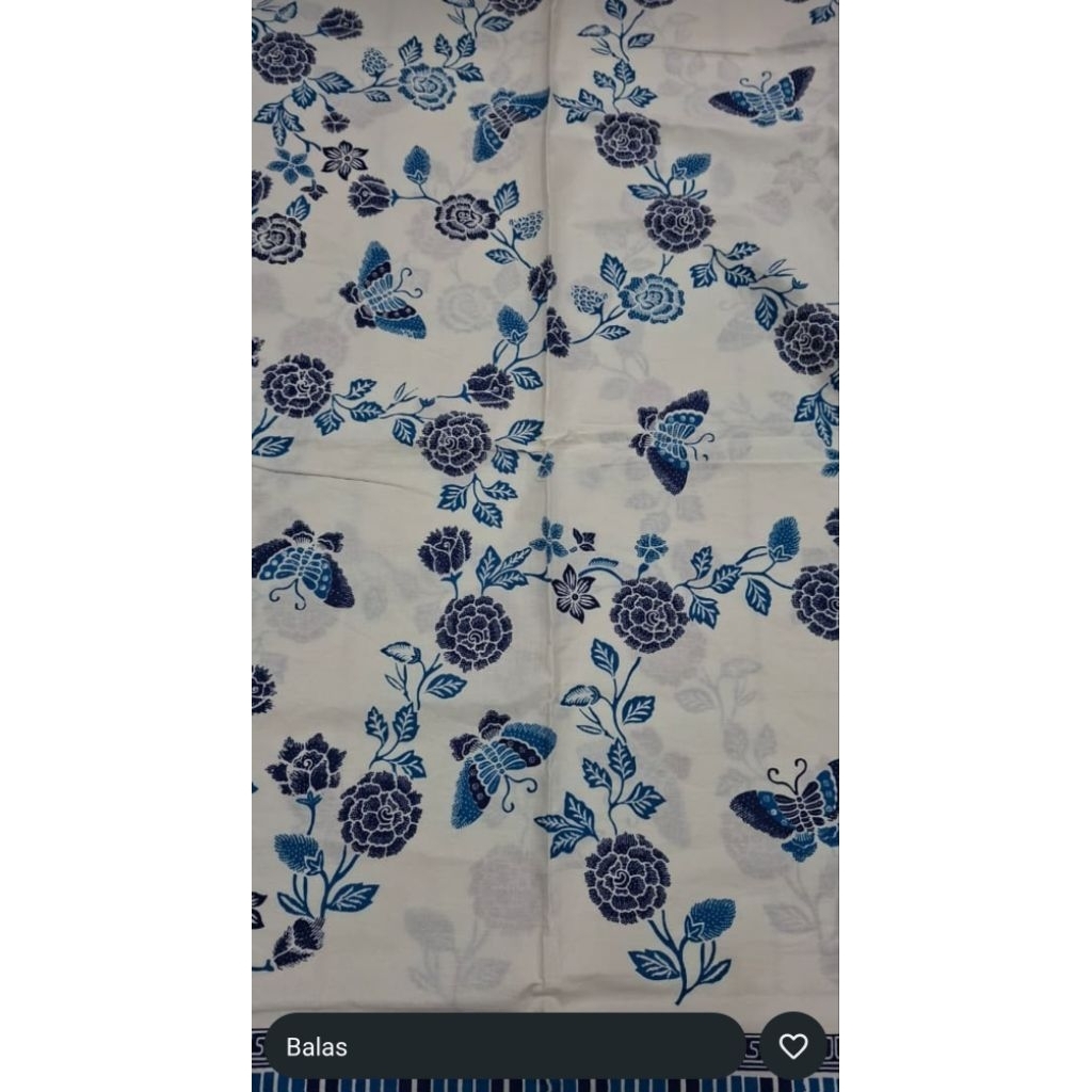 Kain bunga biru putih bahan kemeja blouse pria wanita