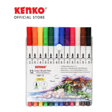 

Color Brush Pen Kenko DBP-12 Dualtip (Brush+Fine) 12 Warna