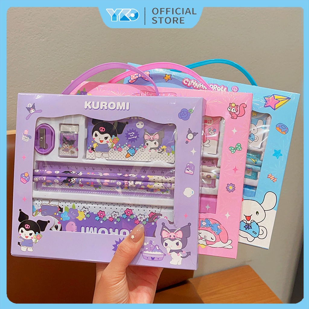 

YKO 7 in 1 Alat Tulis Anak Tk Kotak Pensil Set Kuromi Cinnamoroll Pensil Box Hadiah Anak