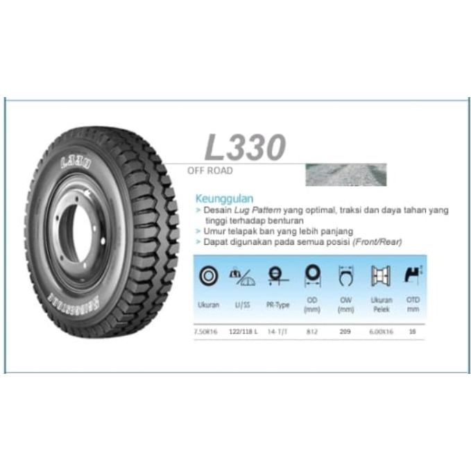 PROMO Bridgestone L330 750 R16 - Ban Truk Fullset