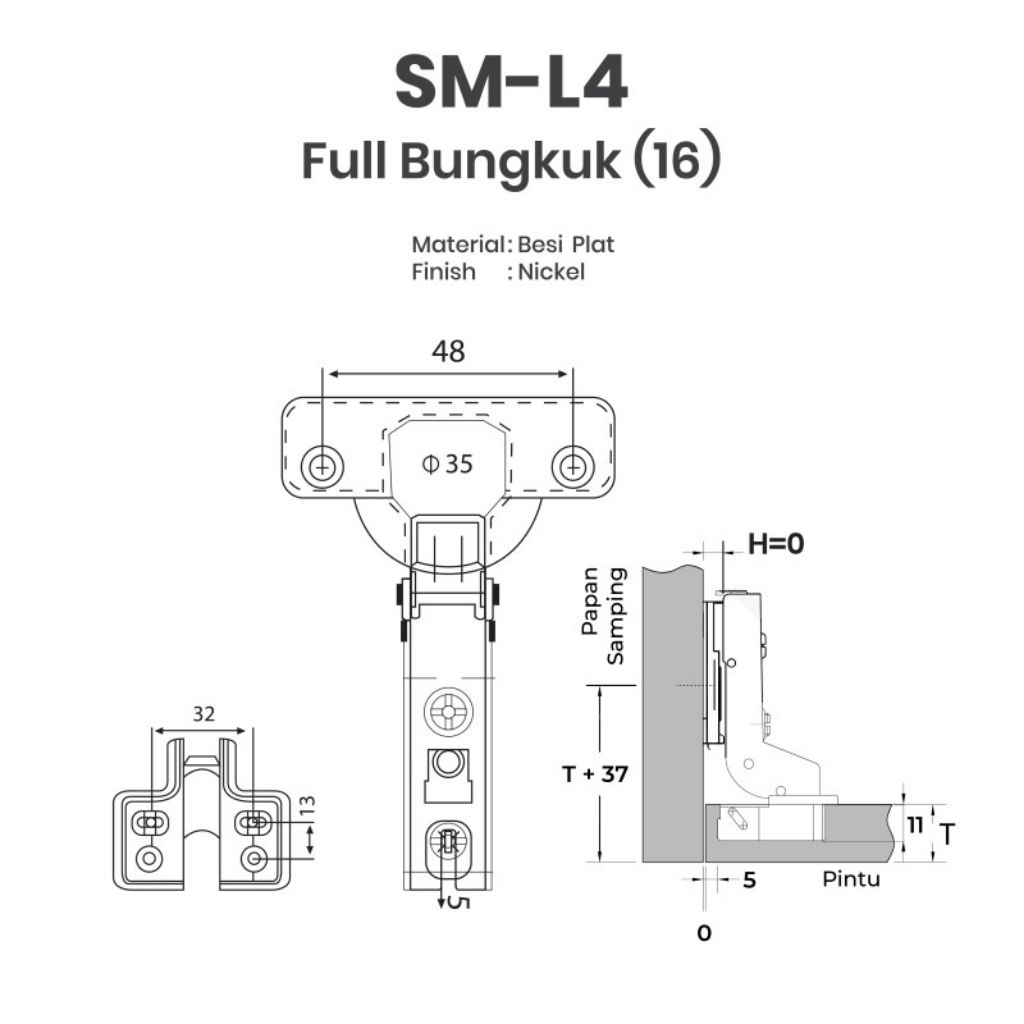 Engsel Sendok Slow Motion Huben 1set