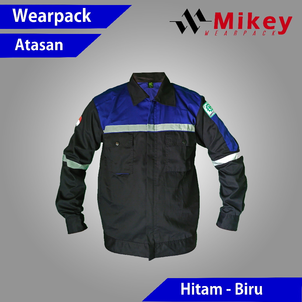 Baju Kerja Wearpack Atasan Resleting Lengan Panjang Coverall Bengkel Otomotif Tambang Warna Hitam Ko