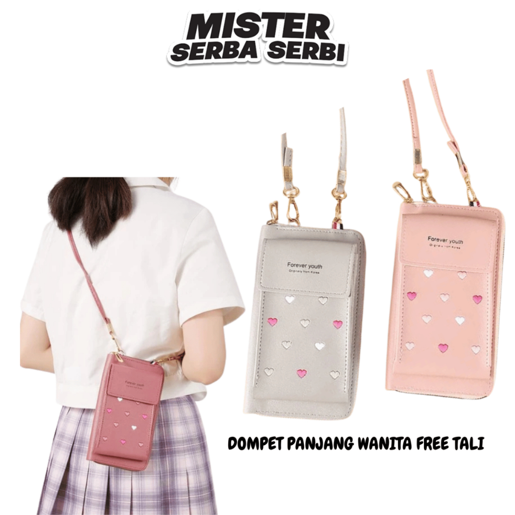 MSS DOMPET PANJANG WANITA FREE TALI Q58 DOMPET WANITA MOTIF LOVE IMPORT REAL PICT