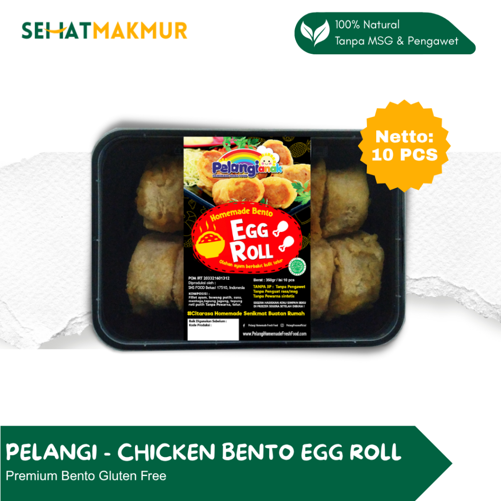 

Pelangi Healthy Frozen Food - Chicken Bento Egg Roll (385 gr) (Bebas Gluten, MSG dan Pengawet)