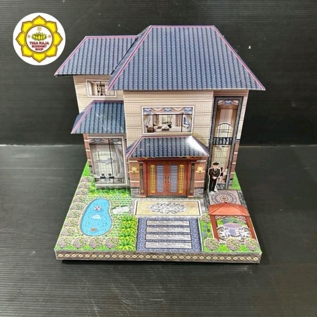 Rumah Kertas Sembahyang Leluhur Cheng Beng Rumah Mini Kecil Mewah