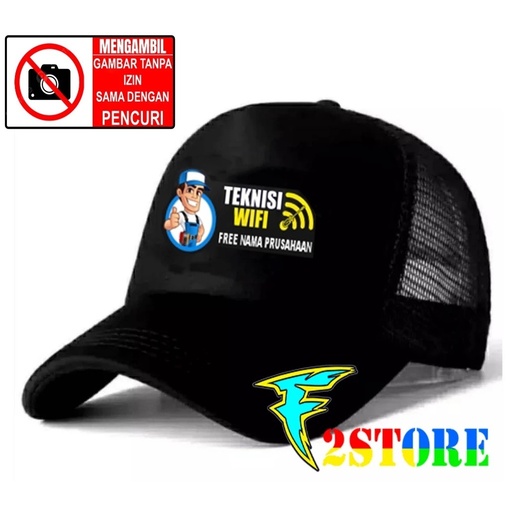 TOPI JARING TEKNISI WIFI  FREE NAMA PRUSAHAAN/ Topi Jaring Teknis WiFi Free Nama Prusahaan