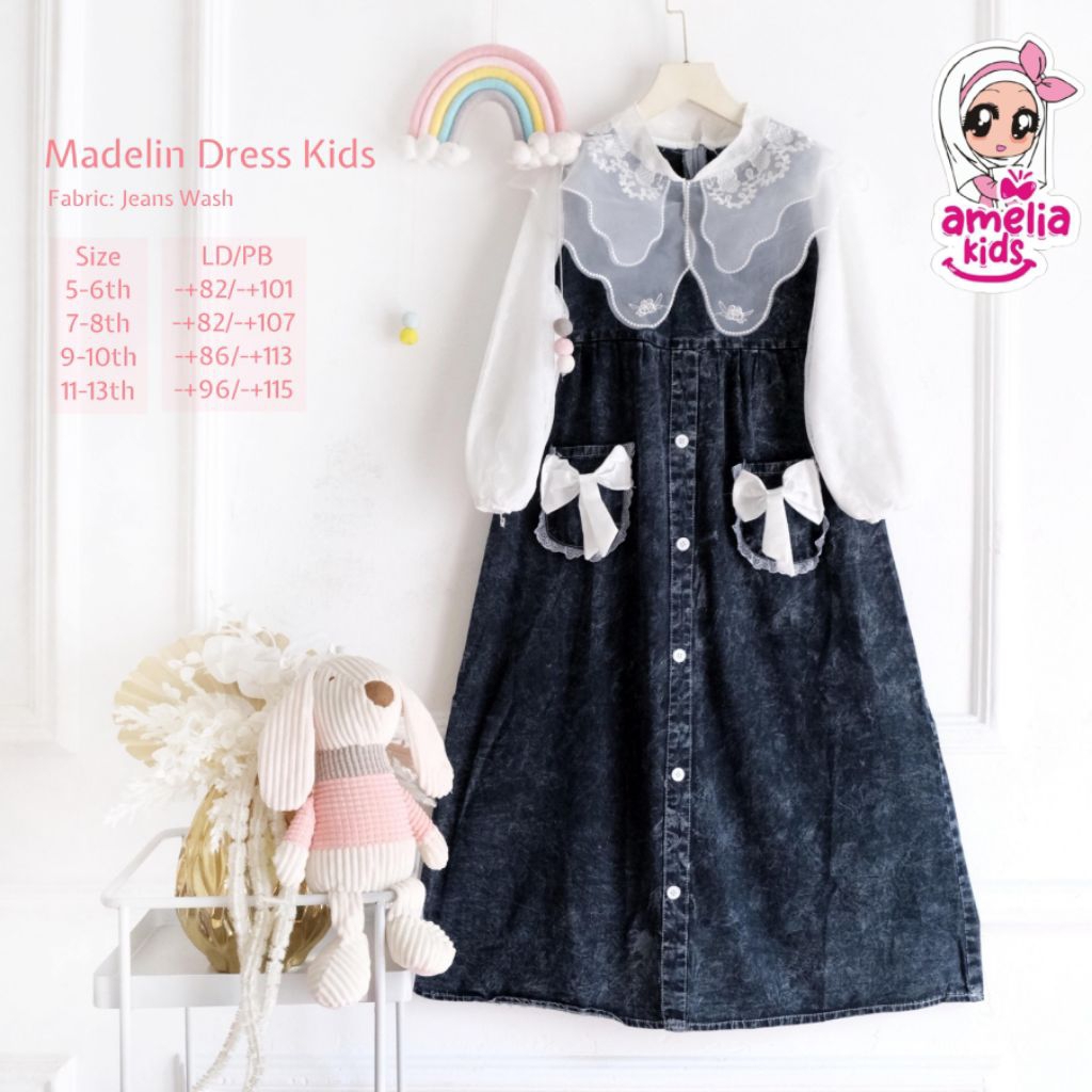 (COD) Madelin dress kids ORI Amelia kids// dress anak usia 5-13 tahun
