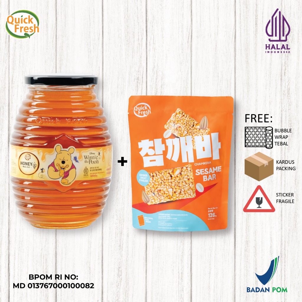 

[FREE QF SESAME BAR 126GR] DISNEY Quick Fresh Honey / Madu 1kg Jar