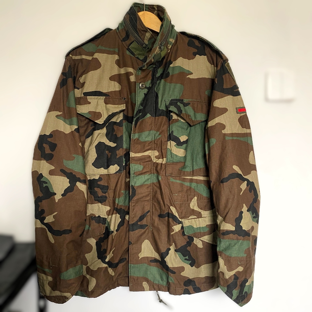 Jaket Militer US Army M65 Woodland Camo–Small Short–Centre Mfg.1989–Made in USA