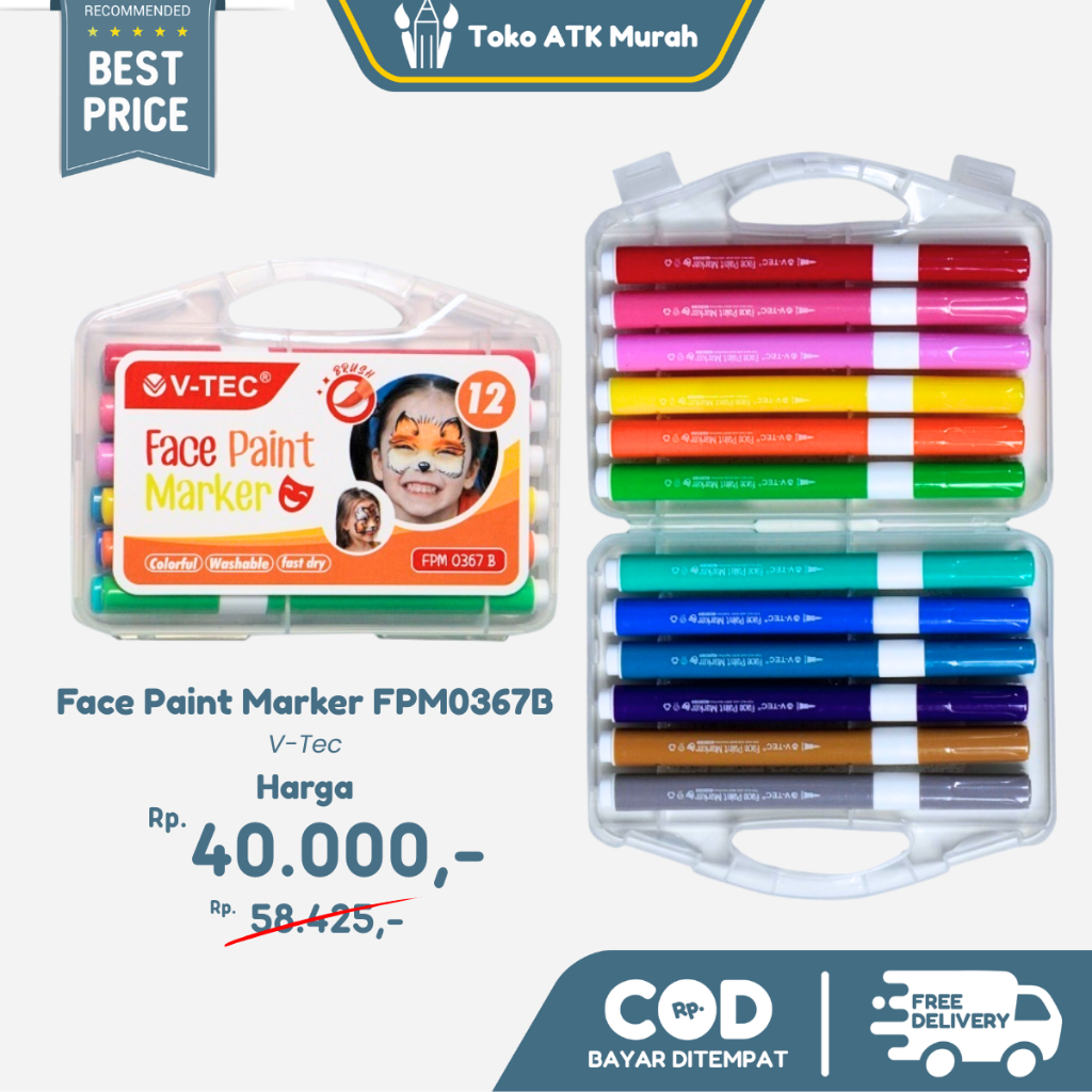

V-TEC Face Paint Marker FPM0367B | Body Face Paint | Cat Wajah