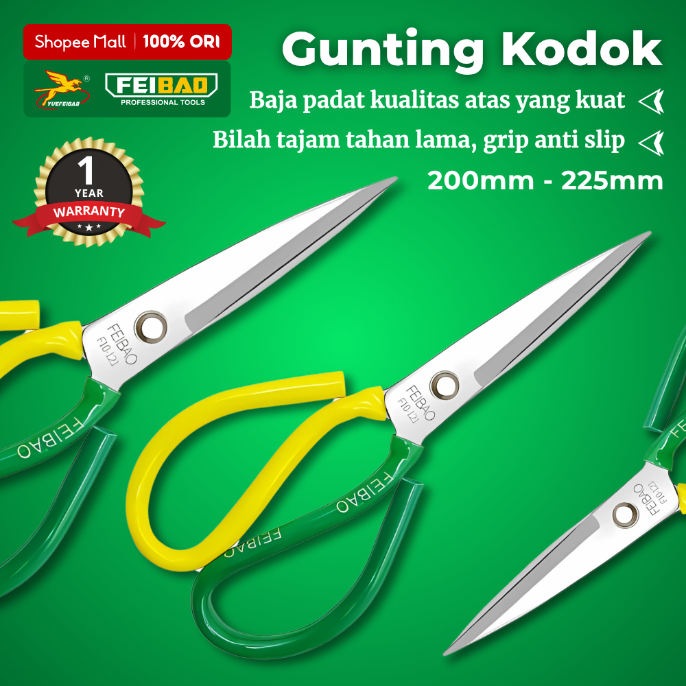 

FEIBAO Gunting Kodok Besar 200mm Super Tajam Kuat untuk Kain, Plastik, Kulit, Kertas Serbaguna