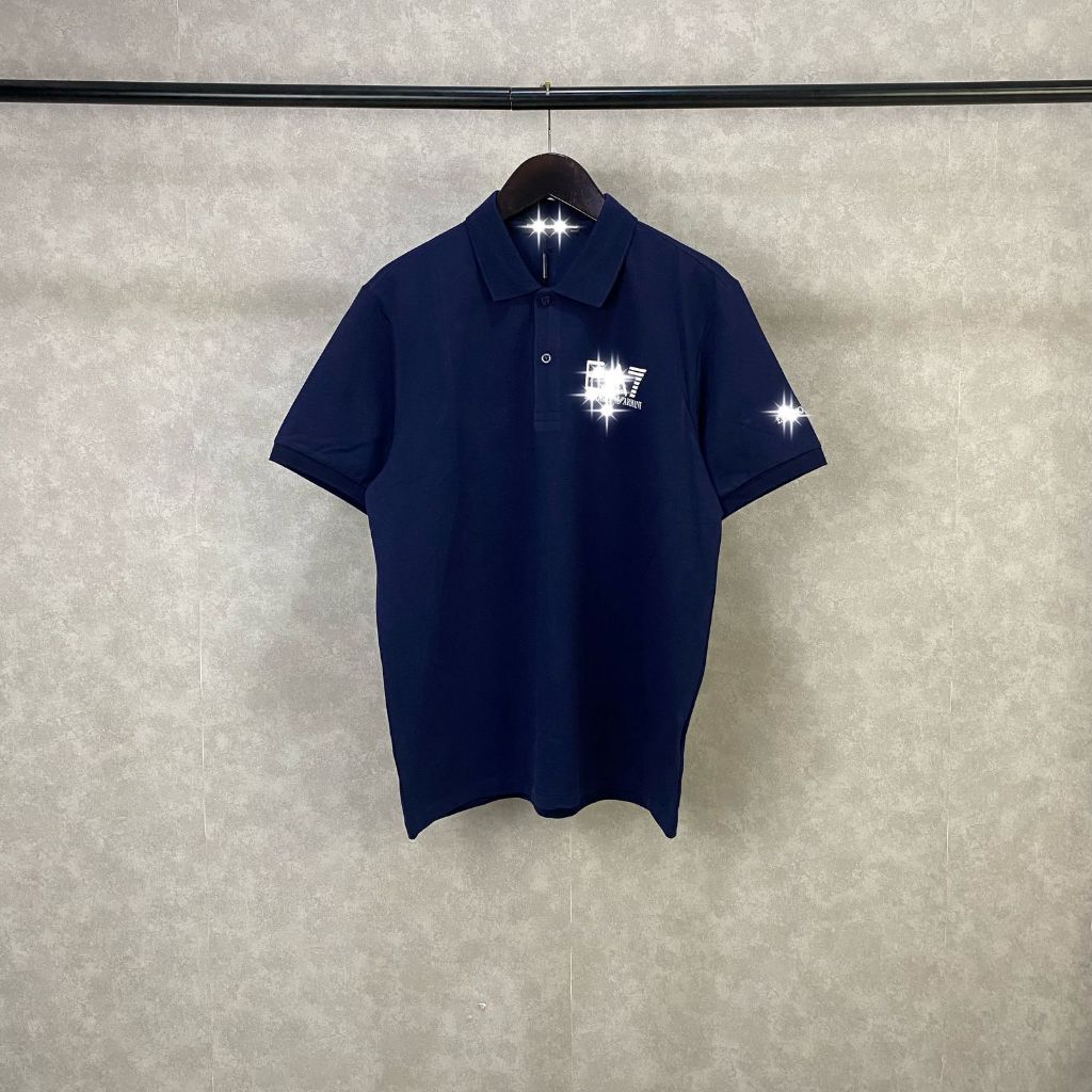 Baju Polo AX'-141 EA7 Logo Visibility Stretch Cotton Polo Shirt Navy Blue Baju Polo Atasan Pria Polo